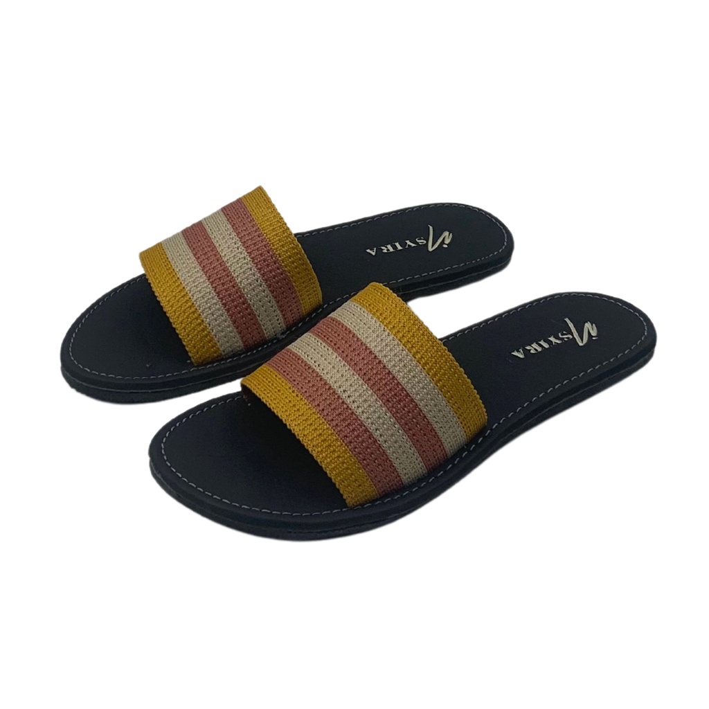 Insyira - Sandal Wanita Renata / Sandal Selop Wanita Non Slip / Sandal Rajut Alas Hitam