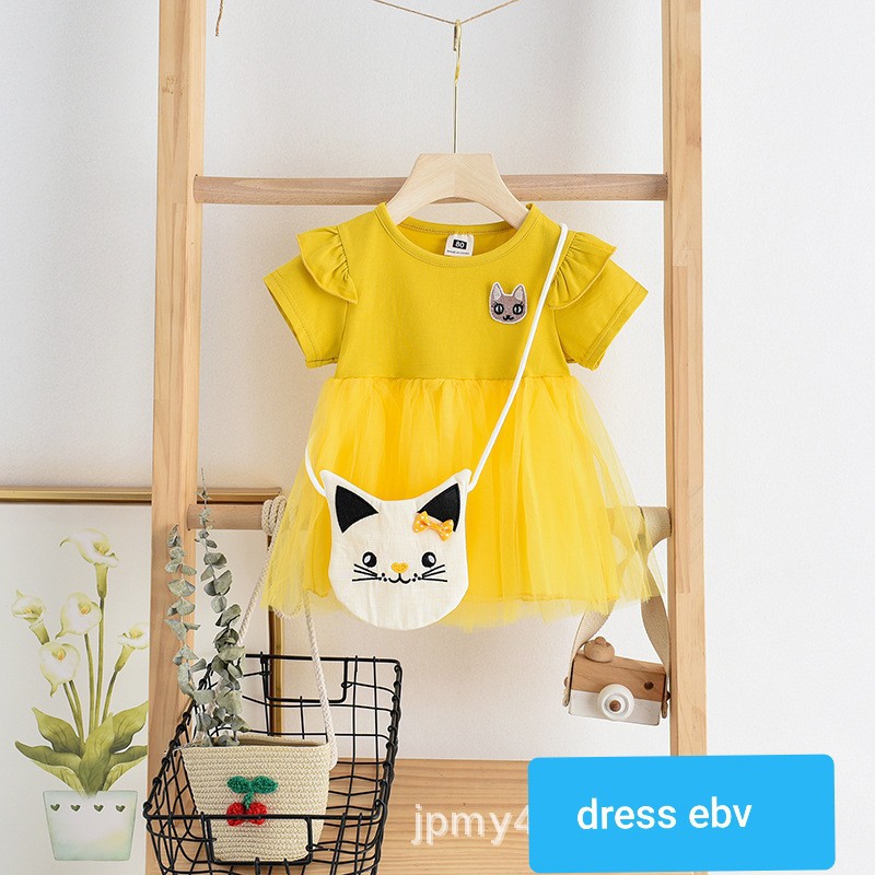 LittleAaron DRESS TWIN CATTY BAG 264 EBV Baju Dress Anak Perempuan Import 6 bulan - 3 tahun