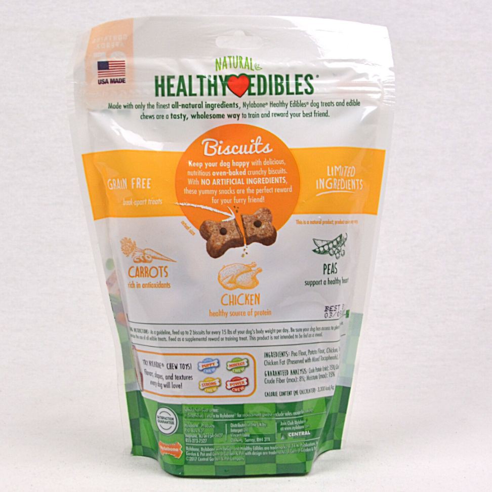 

NYLABONE Snack Anjing Grain Free Biscuit Chicken, Peas And Carrot 340g