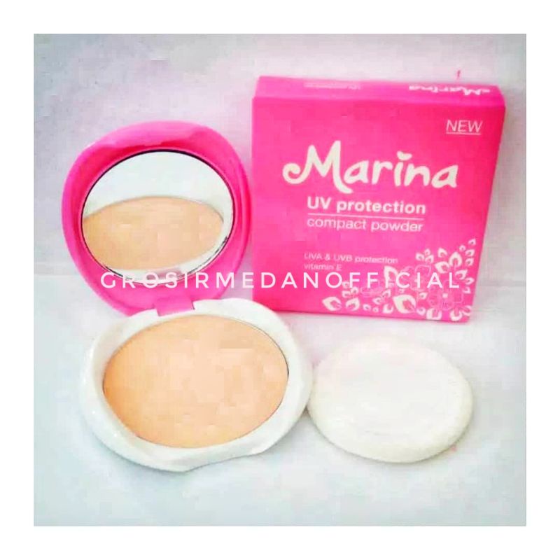 MARINA COMPACT POWDER - BEDAK PADAT DENGAN UV PROTECTION DAN VITAMIN E - WAJAH HALUS CERAH