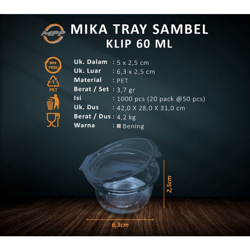 Mika Klip Sambal 60ml Isi 50PCS Warna Bening