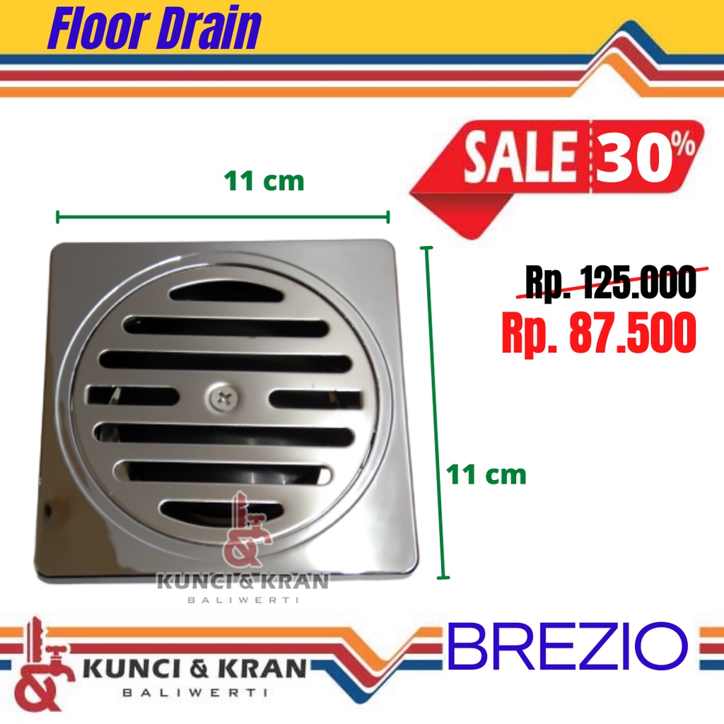 Floor Drain BREZIO FDBZ1501 Chrome Saringan Got Afur lantai kamar mandi