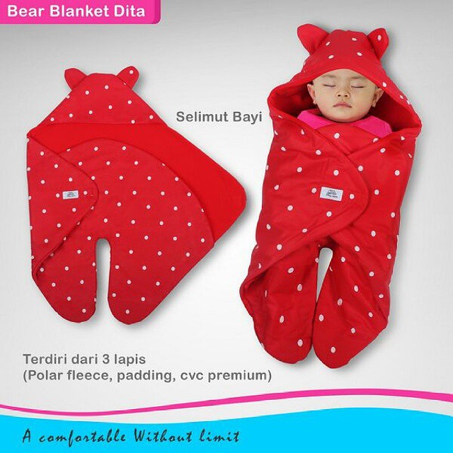 Bear blanket dita Selimut bayi lembut Bolak balik selimut fleece selimut anak jaket anak baby cape