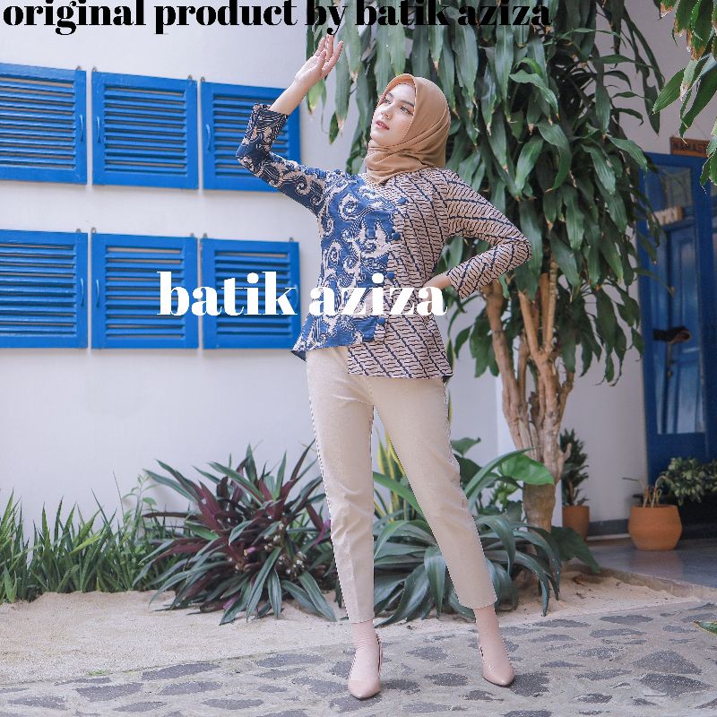 Batik wanita atasan batik couple batik lengan panjang blouse kangkung by batik aziza