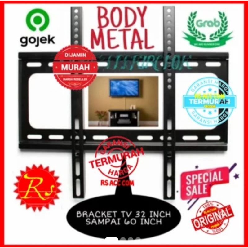 Bracket TV 32 INCH Sampai 60 INCH Body Metal Segala Merek Tv Grosir