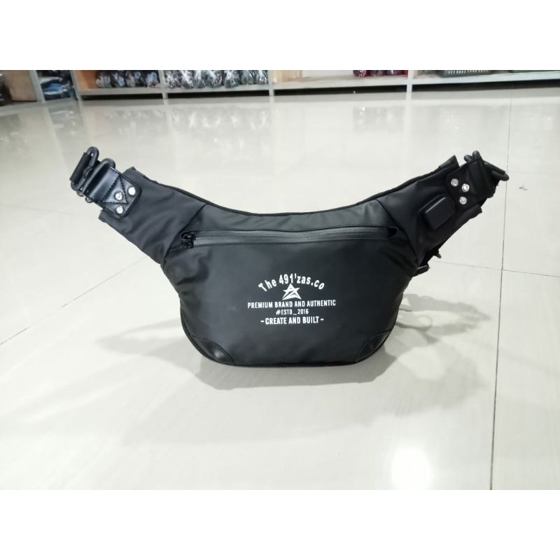 WAISTBAG 491 ZAS ORIGINAL SLING BAG TAS 491ZAS TAS SELEMPANG 491ZAS USB WATERPROOF