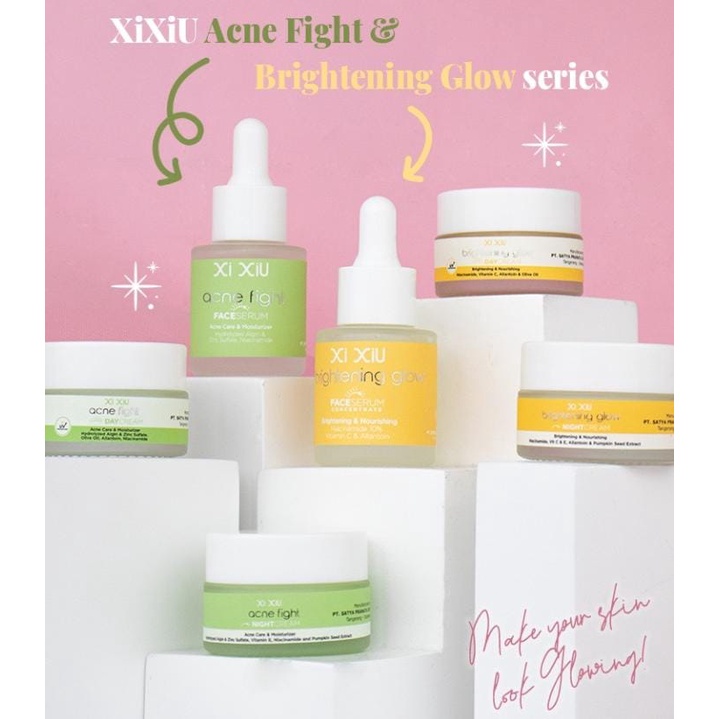 XI XIU BRIGHTENING GLOW ACNE FIGHT SERIES - FACE SERUM / DAY AND NIGHT CREAM