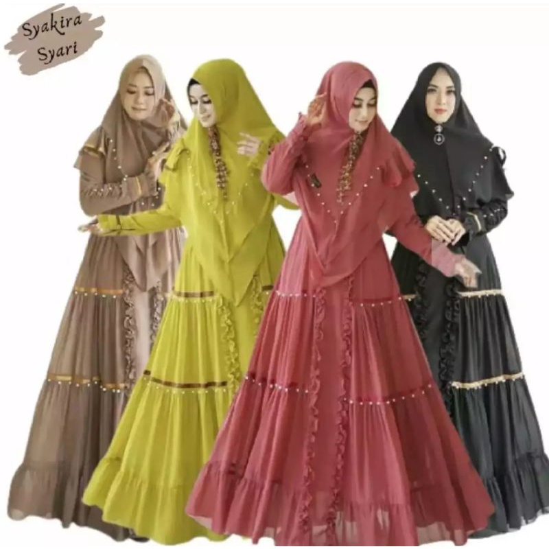 SYAKIRA SYARI / Gamis Wanita Terbaru 2022 / Gamis Syari free Hijab Terbaru / Baju Gaun