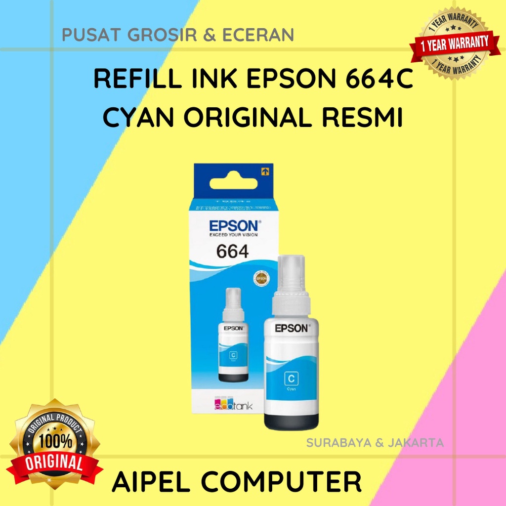 664C | REFILL INK EPSON 664C CYAN ORIGINAL RESMI