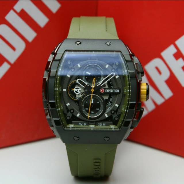 JAM TANGAN PRIA EXPEDITION EXP6782 6782 BLACK GREEN ORIGINAL GARANSI RESMI 1 TAHUN