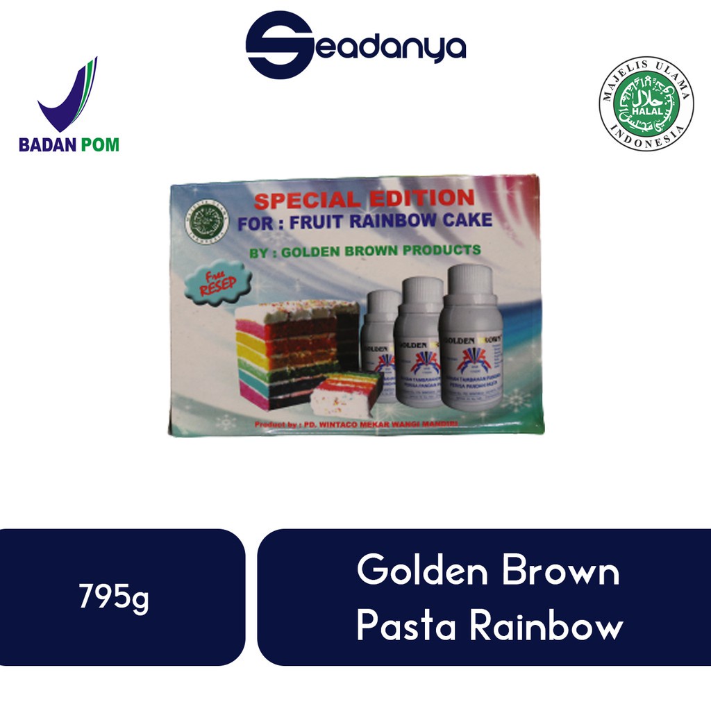 

Golden Brown Pasta Rainbow - Perisa&Pewarna - Pasta Strawberry,Orange,Mangga,Lychee,Blueberry,Pandan