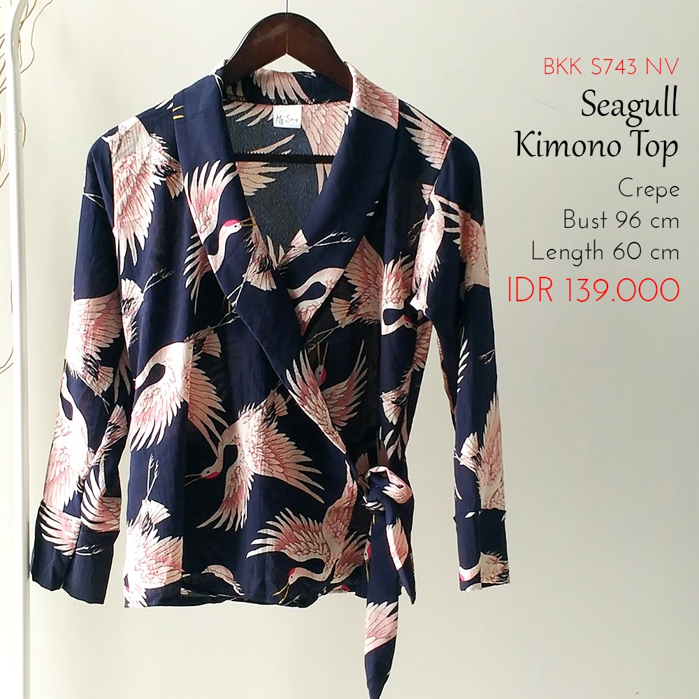 Atasan Kimono Wanita Summer Lengan Panjang - Seagull Kimonoo Top