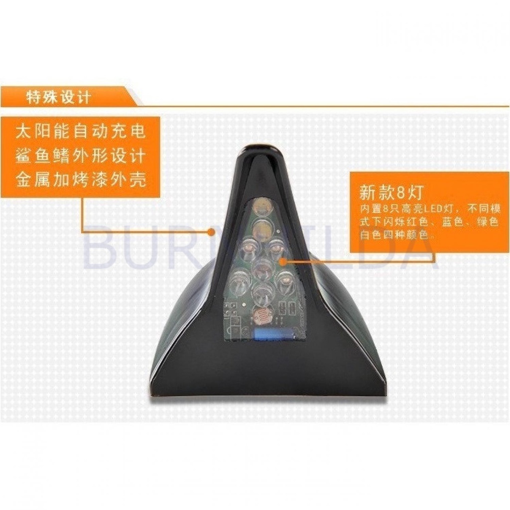 Shark Fin Lampu Solar Mobil Bentuk Sirip Hiu 8 LED mobil motor burnhilda