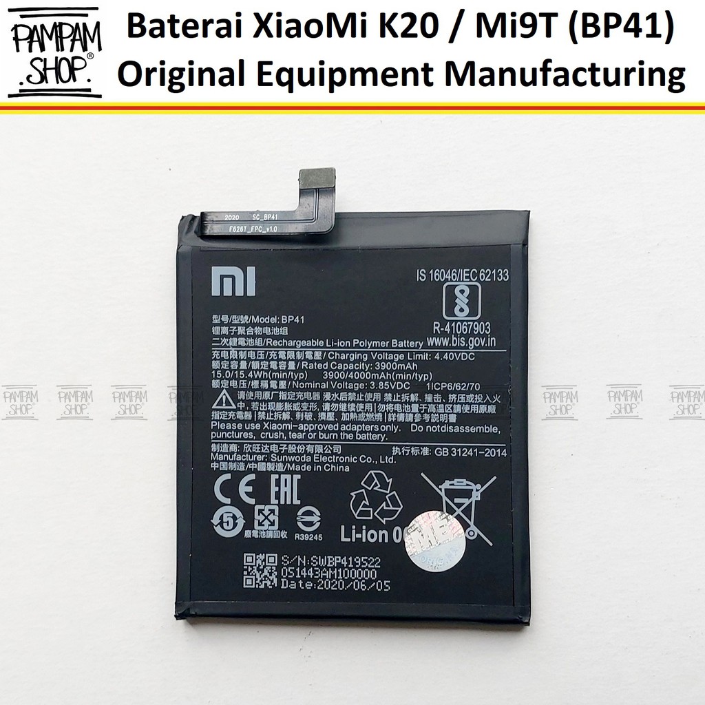 Baterai XiaoMi BP41 K20 Mi9T Mi 9T Original OEM Batre Batrai Battery Xiao Mi BP 41 HP Ori