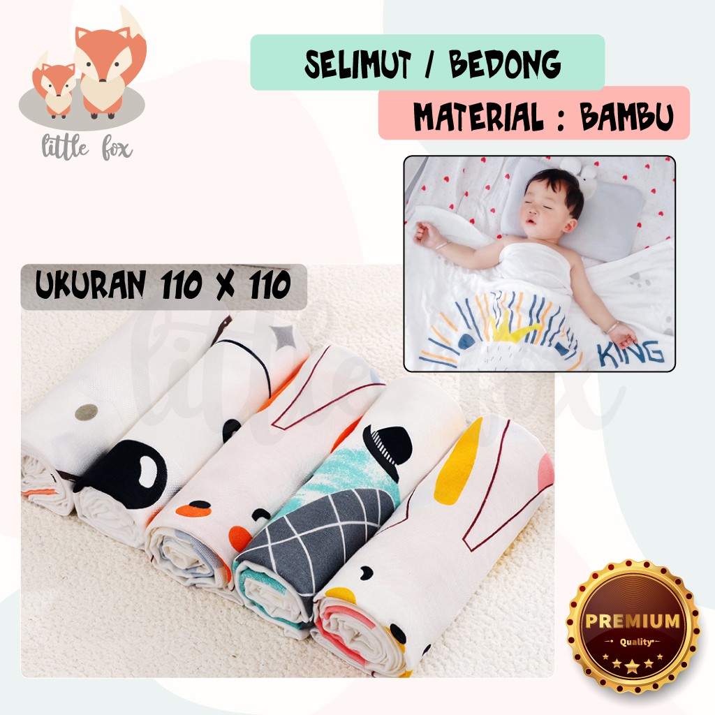 [ IMPORT] Multifungsi Selimut / Bedong / Swaddle Bayi Newborn Lembut Kain 100 % Serat Bambu 2 Layered