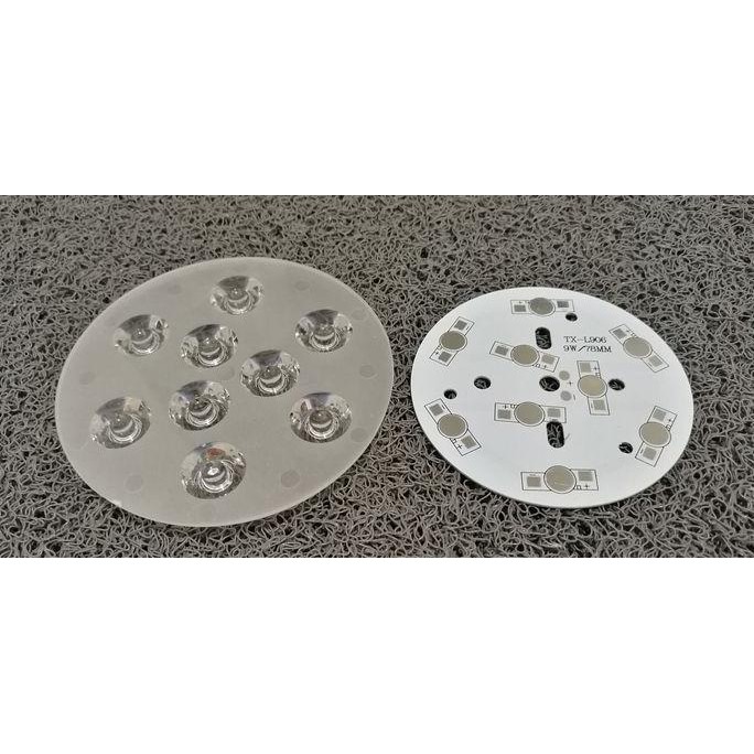 New Pcb Aluminium Round Bulat Led Hpl 9W 9 Seri X 1W/3W/5W + Lensa Lens Berkualitas