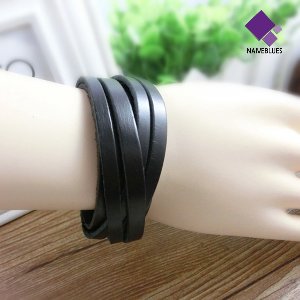 Gelang Multilayer Bahan Kulit Imitasi Model Kepang