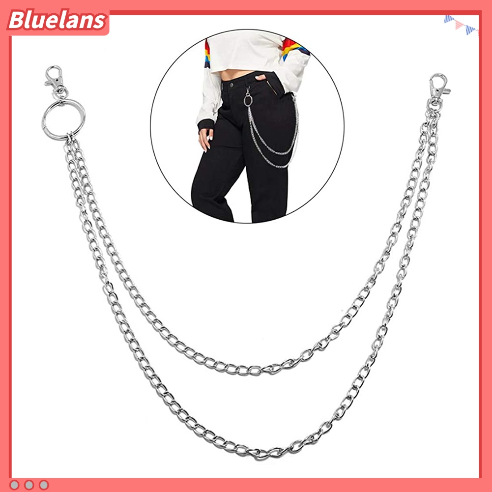 Bluelans Fashion Unisex Multi-layer Anti-Lost Pants Jeans Wallet Pocket Chain Keychain