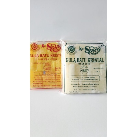 

Gula Batu Kristal Mr Spicy Rasa Leci Dan lemon 250g