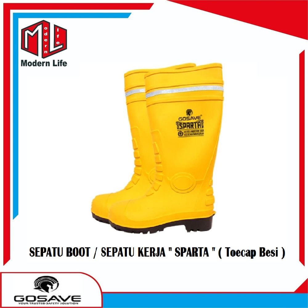 SEPATU BOOT SAFETY KERJA RUBBER GOSAVE SPARTA WITH STEEL TOE SPARTA
