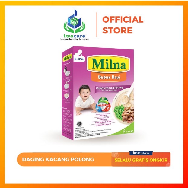 Milna Bubur Reguler 8+ Bulan Daging Kacang Polong 120gr