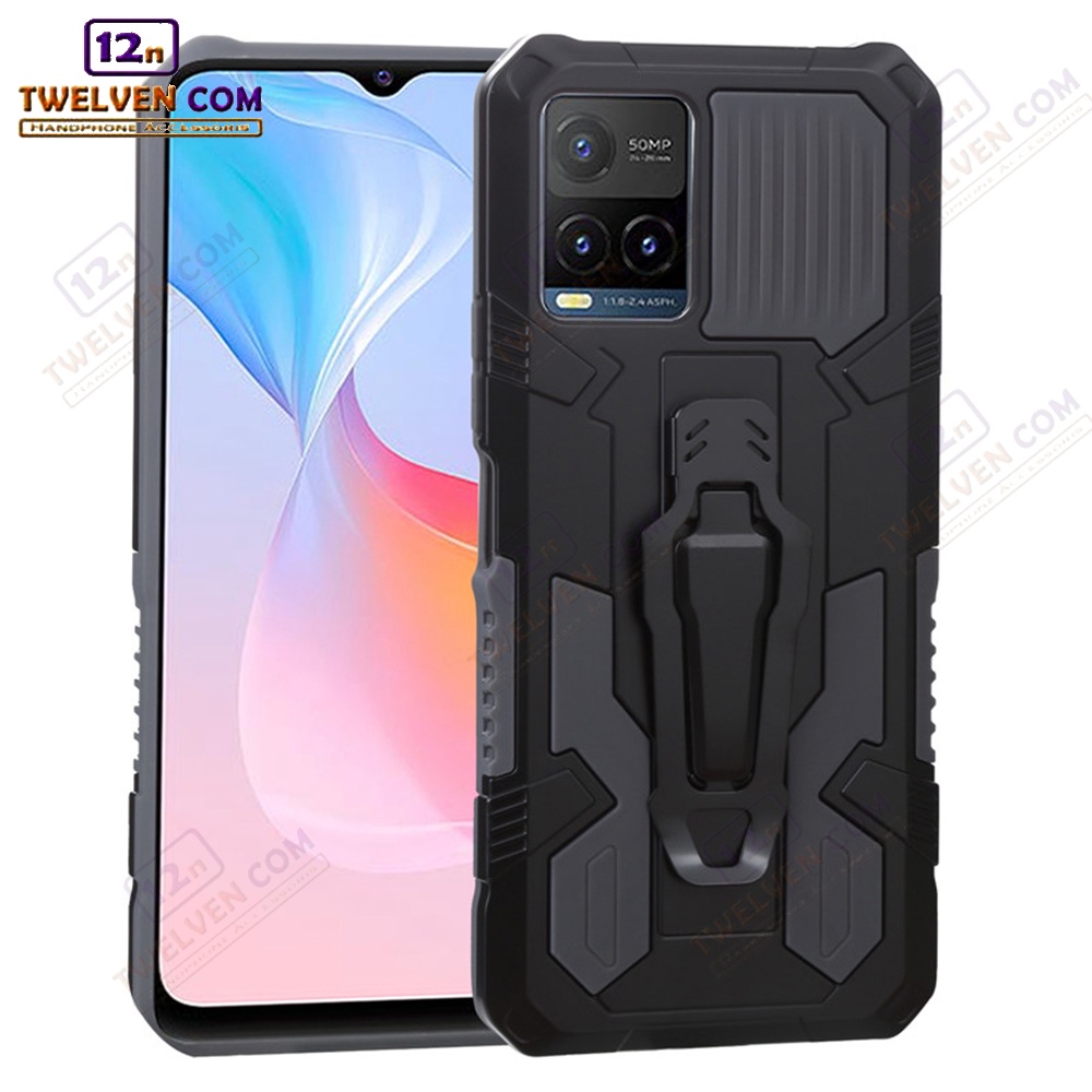 Case Shockproof Vivo Y21s Armor Hardcase Stand Clip