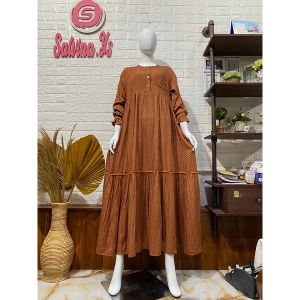 Gamis Wanita Salvina Polkadot Renda Motif