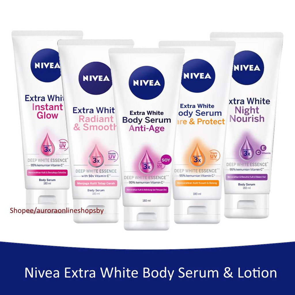 Nivea Extra White Body Serum And Lotion 180ml Shopee Indonesia