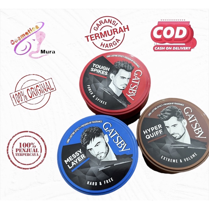 cosmeticamurah [ca] GATSBY STYLING WAX 75 GR - FUNKY POINT AND LAST ALL DAY - WAX RAMBUT PRIA
