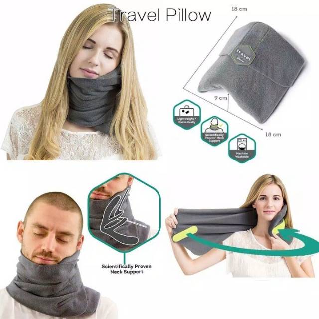 Smart Travel Pillow Neck Scarf Bantal Leher Selimut Travelling Nyaman Dan Hangat