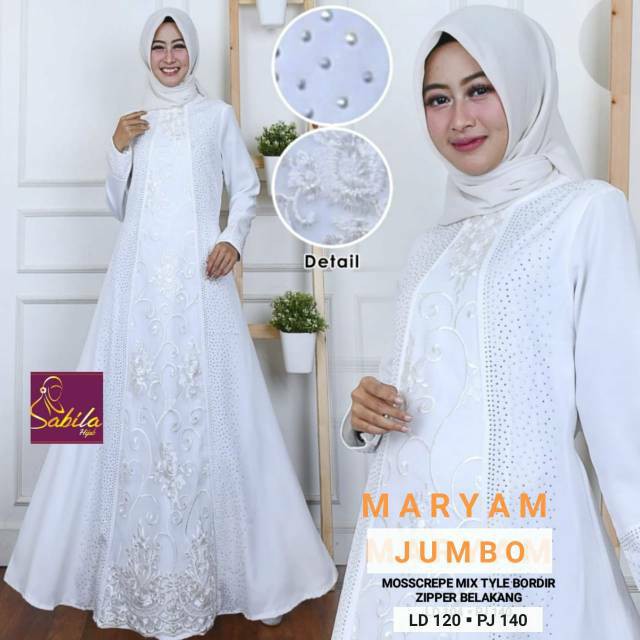 Maryam Original Sabila Gamis Pesta Dress Bruklat Longdress Maxi Material Mosscrepe Mix Tile Bordir