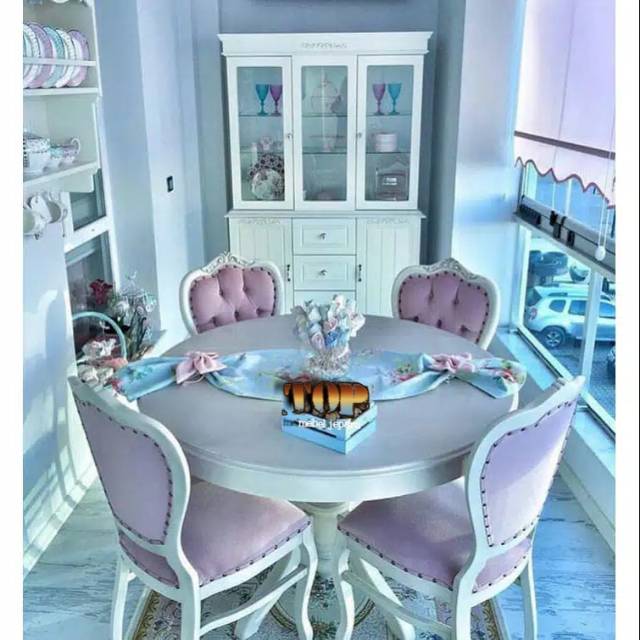 meja makan bundar duco putih,top,mebel jepara,furniture jepara
