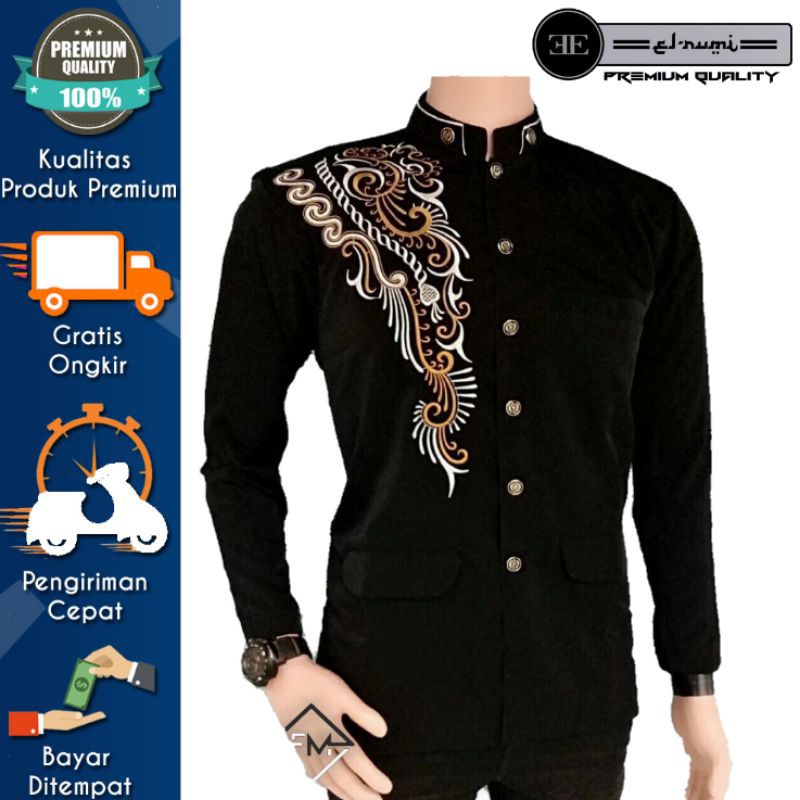 Jasko Bordir Motif Keong Terbaru Atasan Sholat Pria JAS KOKO