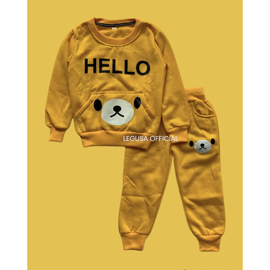 PAKAIAN ANAK STELAN ANAK JOGGER DAN SWEATER HELLO