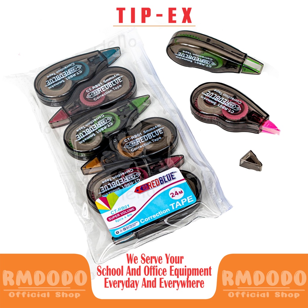 

Rmdodo Correction Tape 24m Isi 6 / Cortape / Corection Tape Tipex / Tipex Roll / Correction Tape / Tip-Ex Kertas / Tipe-X CT-RB01