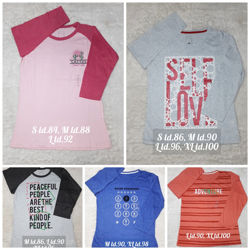 Kaos Tzone T Zone tshirt wanita Cewek dewasa raglan lengan 7/8, Panjang branded Matahari Original