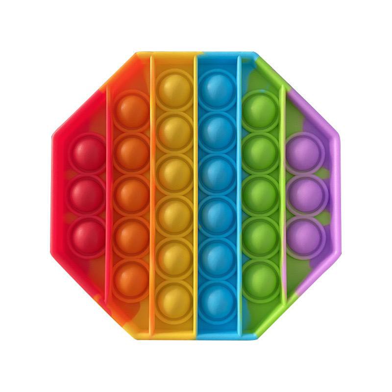 Fidget Toys Push POP IT / POPIT Mainan Anak Penghilang Stress Relieve Pop it Rainbow-Octagon Rainbow