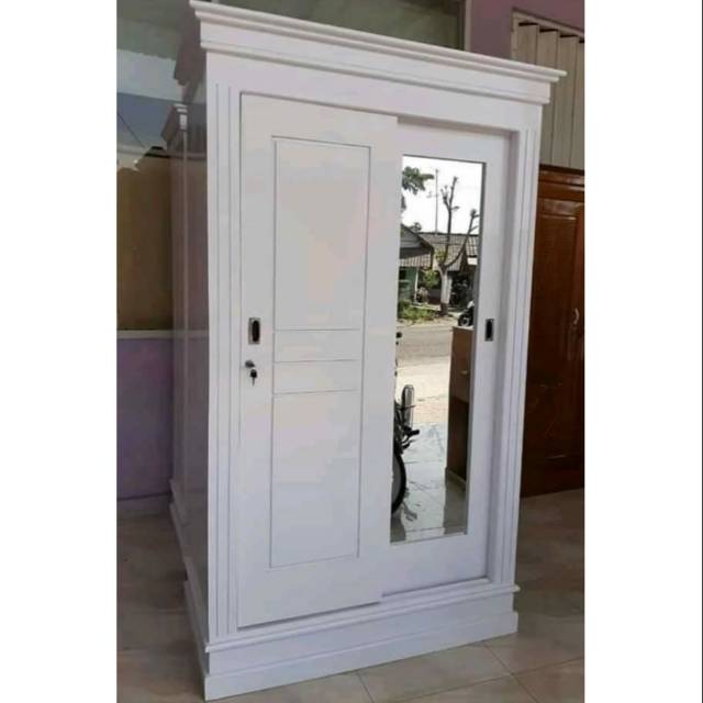 Lemari pakaian kayu jati pintu 2 sleding tebaru termurah