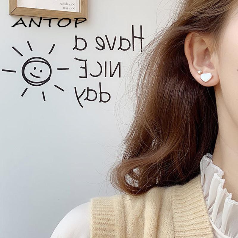 Anting Tusuk Gantung Desain Hati Gaya Pelajarsimpleperi Untuk Wanita