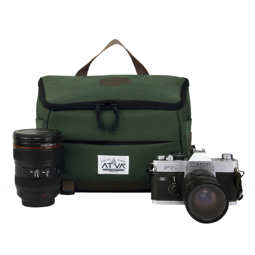 Tas Kamera Sling Bag, untuk DSLR Mirrorless, Anti Air, bonus raincover – Focus Olive