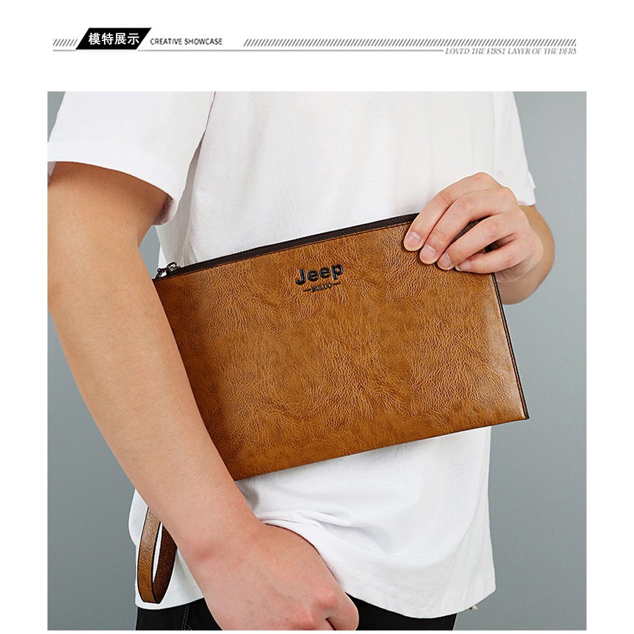 CLUTCH UANG DOMPET TANGAN BESAR PRIA WANITA JEEP BULUO BAHAN SEMI KULIT PREMIUM 1919