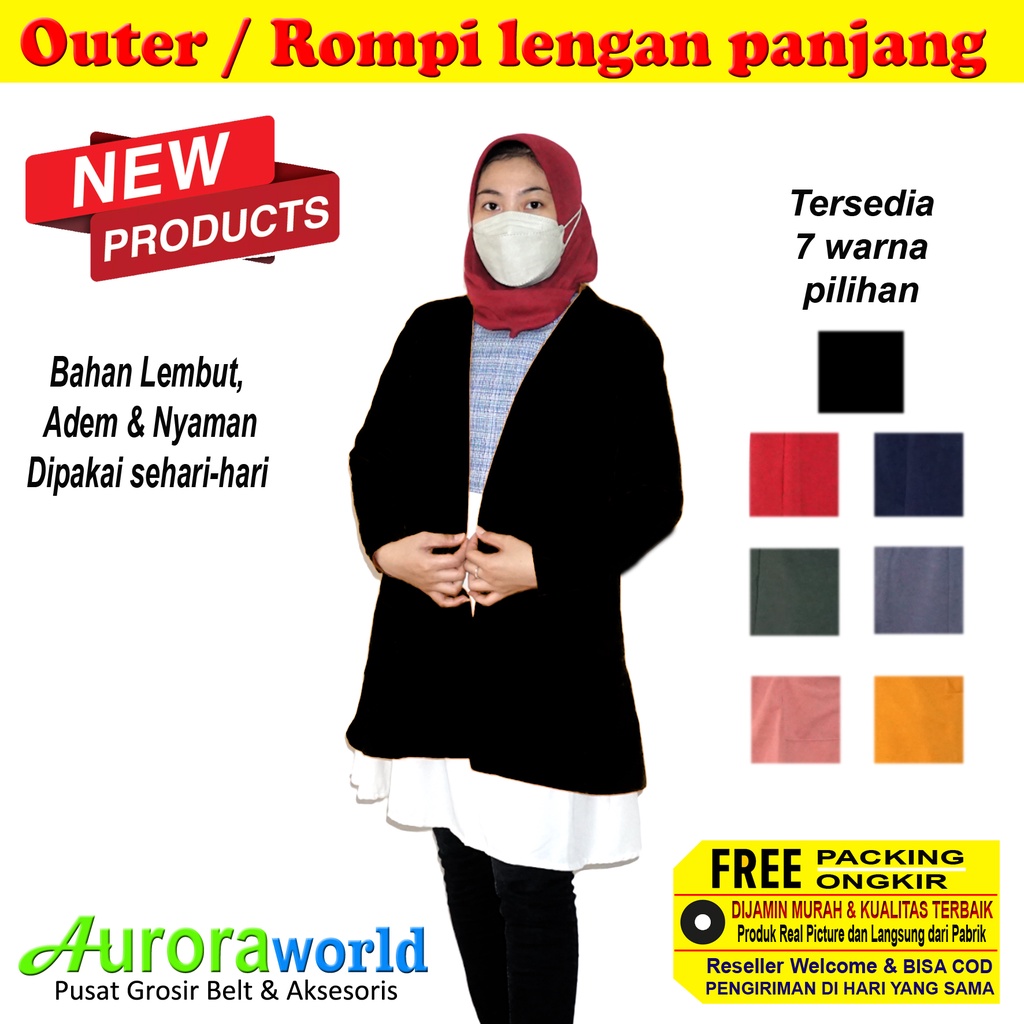 Auroraworld Outer / Rompi lengan panjang bahan lembut adem dan nyaman dipakai sehari hari bisa cod