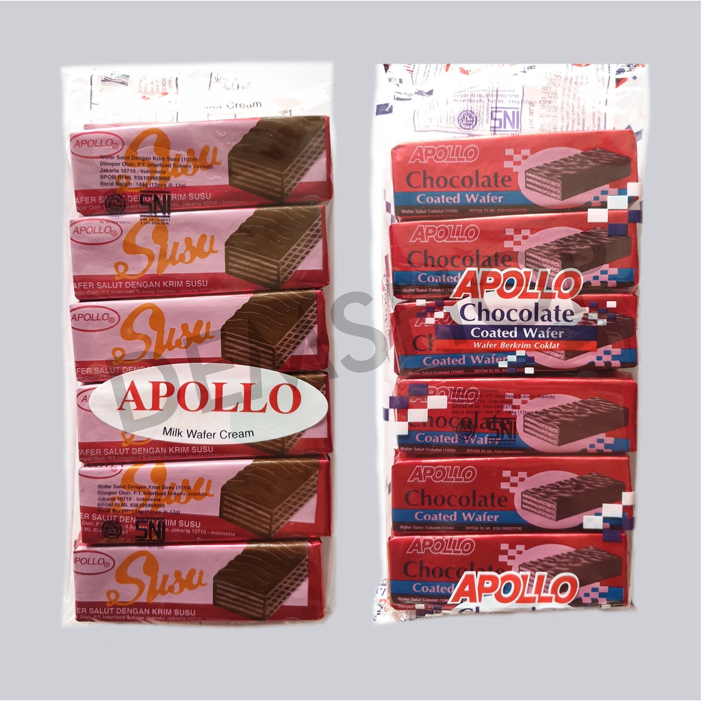 

Apollo Milk Wafer Cream Susu/ Coklat Wafer 1 Pack Isi 12 - 144 gram