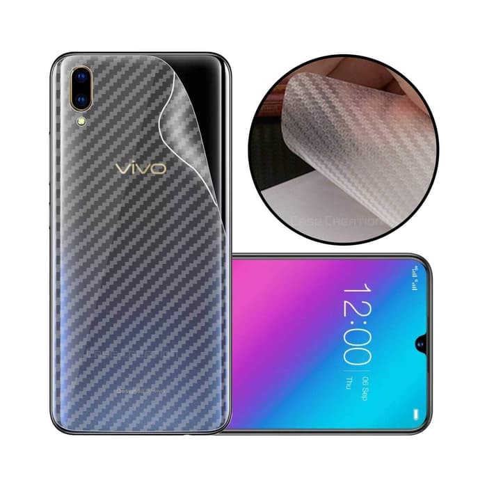 VIVO Y91 SKIN CARBON BACKSCREEN PROTECTOR ANTI GORES HP