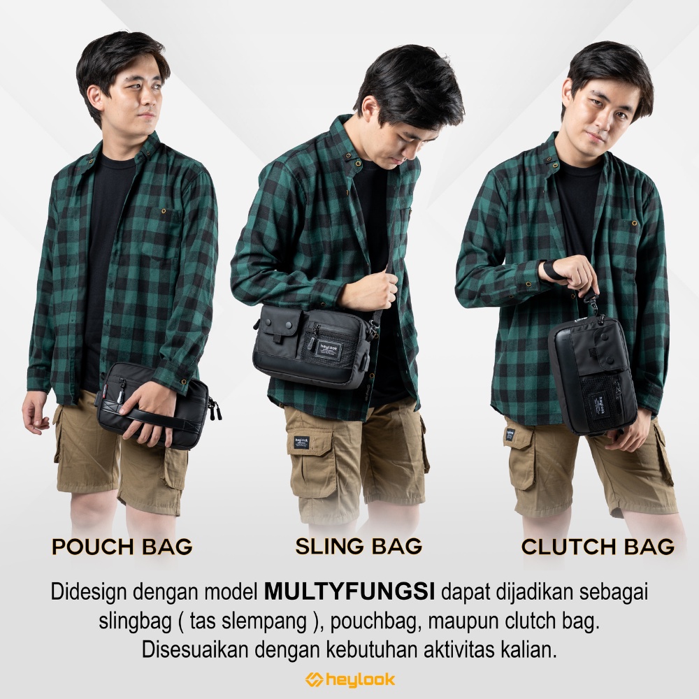 Tas Selempang Pria Waterproof Sling Bag Casual Original Multifungsi Sling Pouch Bag Clutch Tas Tangan Trendy Anti Air Cowok Premium