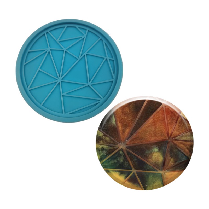 Glitter Geometric Circle Round Shape Coaster Epoxy Resin Mold Cup Mat Pad Silicone Mould DIY Crafts Casting Tool