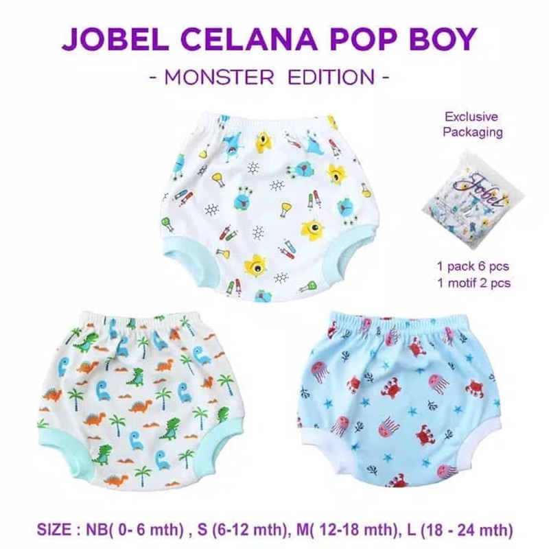 Jobel Celana Pop Boy Monster edition 6pcs Celana Bayi Laki Laki