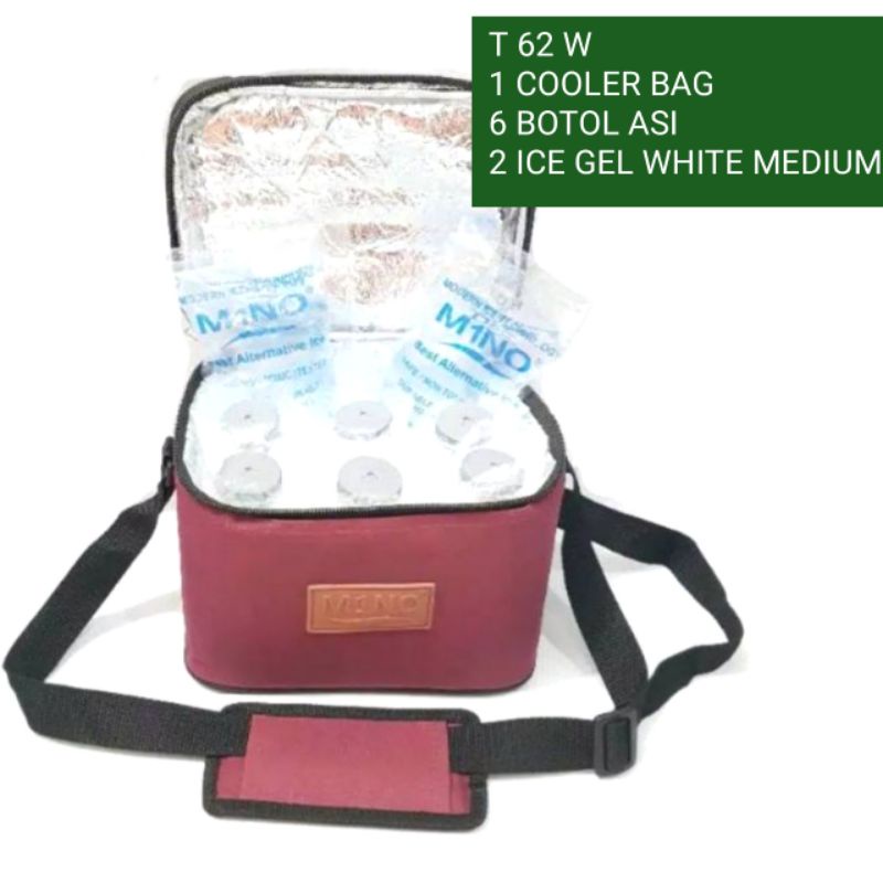 Cooler Bag Tas asi + 6 Botol asi + 2 Gel / 1 Gel T61/T62 /Tas Penyimpan asi asip Paket 6botol + icegel jakarta