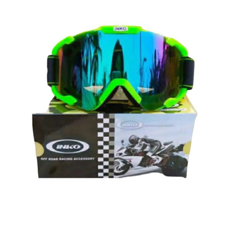 KACA GOOGLE INKO KACA GOOGLE CROSS KACA HELM CROSS KACA GOOGLE CROSS SILVER RAINBOW VISOR HELM KACA HELM ORIGINAL
