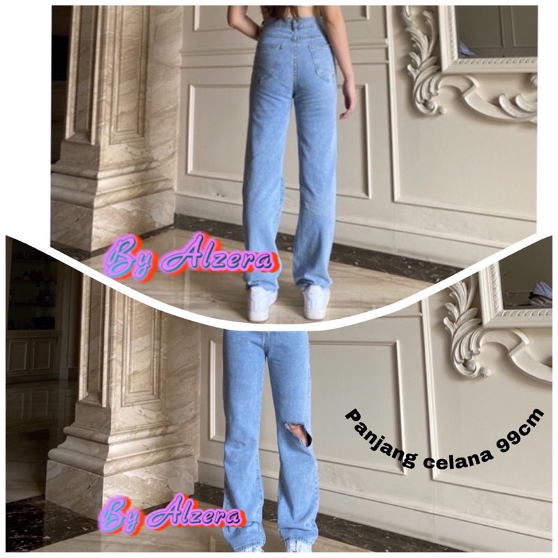 HIGHWAIST PREMIUM JEANS CULLOTE SOBEK SEBELAH BY ALZERA